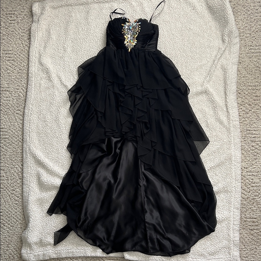 Night Moves Prom Collection Elegant Black High Low Dress